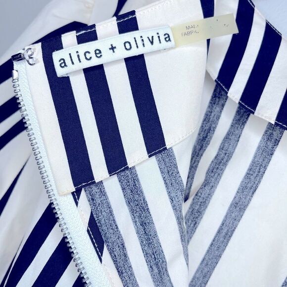 Alice + Olivia Bernice Striped Ruffle Sleeve Top Size Small - Picture 6 of 7